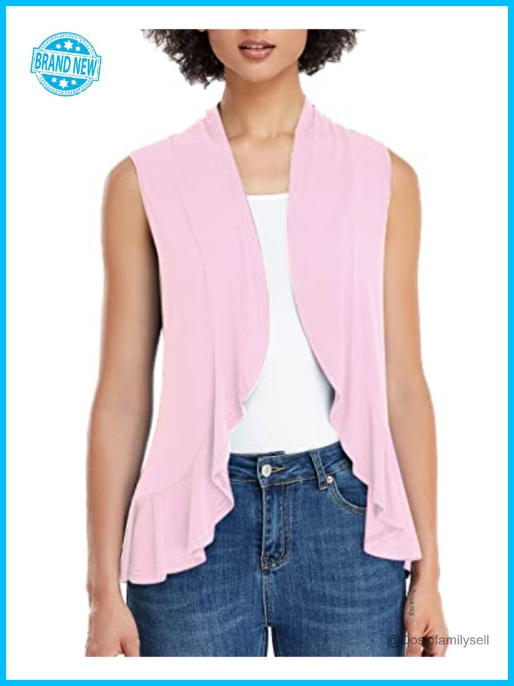 Sleeveless Open Front Cardigan Vest Asymmetrical Hem Layering Piece